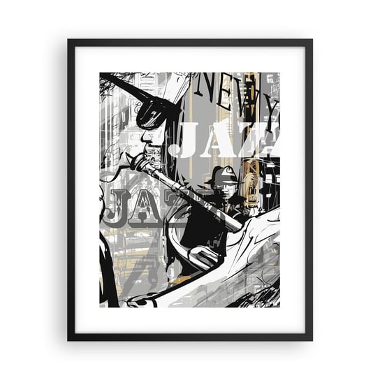 Obraz - Plakat - W rytmie Nowego Jorku - 40x50cm - Nowy Jork Muzyka Jazz - Foto Plakaty w ramie koloru czarnego do Salonu Sypialni ARTTOR ARTTOR