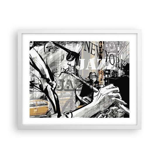 Obraz - Plakat - W rytmie Nowego Jorku - 50x40cm - Nowy Jork Muzyka Jazz - Foto Plakaty w ramie koloru białego do Salonu Sypialni ARTTOR ARTTOR