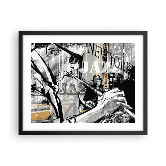 Obraz - Plakat - W rytmie Nowego Jorku - 50x40cm - Nowy Jork Muzyka Jazz - Foto Plakaty w ramie koloru czarnego do Salonu Sypialni ARTTOR ARTTOR