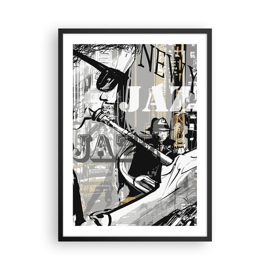 Obraz - Plakat - W rytmie Nowego Jorku - 50x70cm - Nowy Jork Muzyka Jazz - Nowoczesny modny obraz Plakat czarna rama ARTTOR ARTTOR