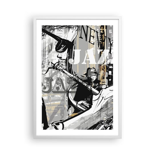 Obraz - Plakat - W rytmie Nowego Jorku - 50x70cm - Nowy Jork Muzyka Jazz - Nowoczesny modny obraz Plakat rama biała ARTTOR ARTTOR