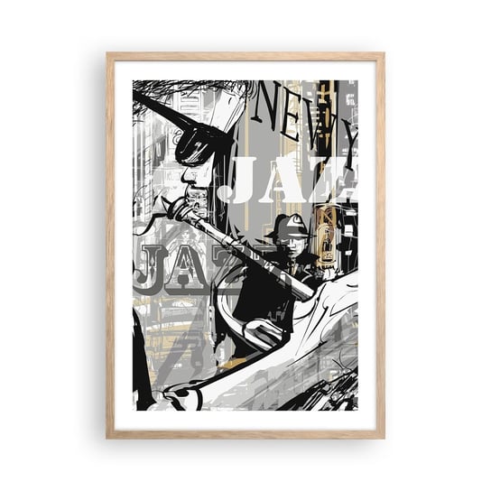 Obraz - Plakat - W rytmie Nowego Jorku - 50x70cm - Nowy Jork Muzyka Jazz - Nowoczesny modny obraz Plakat rama jasny dąb ARTTOR ARTTOR