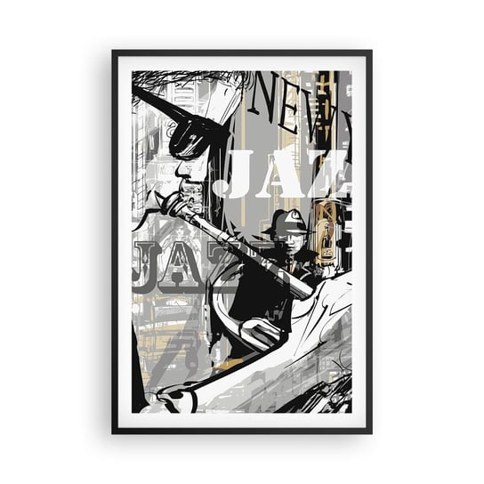 Obraz - Plakat - W rytmie Nowego Jorku - 61x91cm - Nowy Jork Muzyka Jazz - Foto Plakaty na ścianę w czarnej ramie - Plakat do Salonu Sypialni ARTTOR ARTTOR
