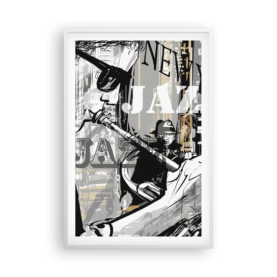 Obraz - Plakat - W rytmie Nowego Jorku - 61x91cm - Nowy Jork Muzyka Jazz - Foto Plakaty na ścianę w ramie białej - Plakat do Salonu Sypialni ARTTOR ARTTOR