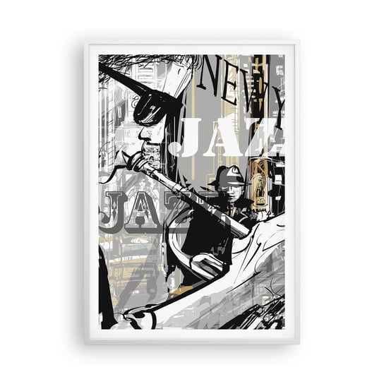 Obraz - Plakat - W rytmie Nowego Jorku - 70x100cm - Nowy Jork Muzyka Jazz - Foto Plakaty w ramie koloru białego do Salonu Sypialni ARTTOR ARTTOR
