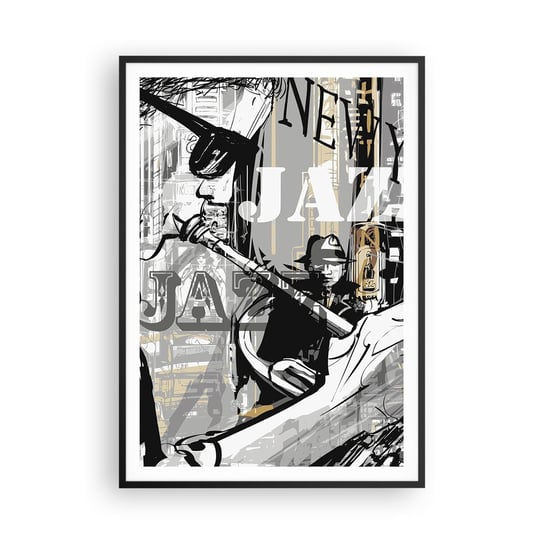 Obraz - Plakat - W rytmie Nowego Jorku - 70x100cm - Nowy Jork Muzyka Jazz - Foto Plakaty w ramie koloru czarnego do Salonu Sypialni ARTTOR ARTTOR