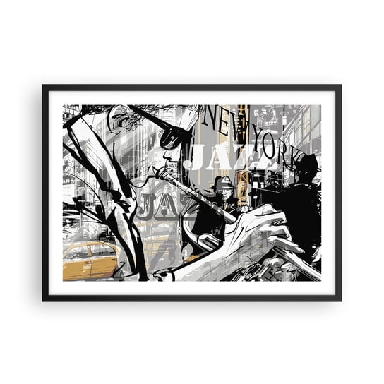 Obraz - Plakat - W rytmie Nowego Jorku - 70x50cm - Nowy Jork Muzyka Jazz - Nowoczesny modny obraz Plakat czarna rama ARTTOR ARTTOR