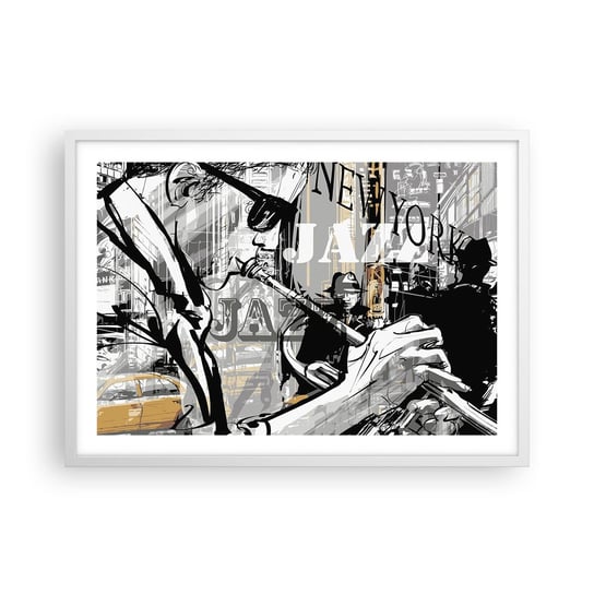 Obraz - Plakat - W rytmie Nowego Jorku - 70x50cm - Nowy Jork Muzyka Jazz - Nowoczesny modny obraz Plakat rama biała ARTTOR ARTTOR