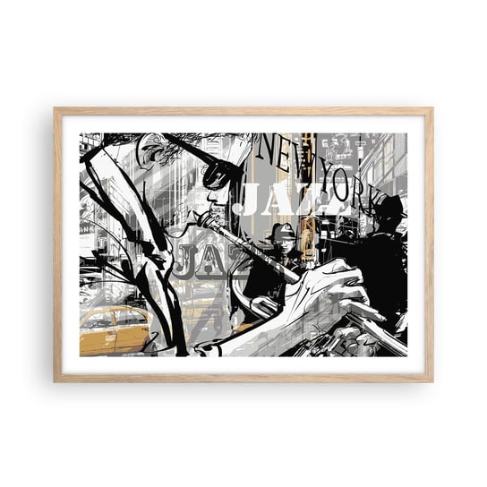 Obraz - Plakat - W rytmie Nowego Jorku - 70x50cm - Nowy Jork Muzyka Jazz - Nowoczesny modny obraz Plakat rama jasny dąb ARTTOR ARTTOR