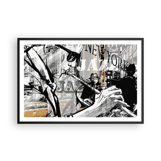 Obraz - Plakat - W rytmie Nowego Jorku - 91x61cm - Nowy Jork Muzyka Jazz - Foto Plakaty na ścianę w czarnej ramie - Plakat do Salonu Sypialni ARTTOR ARTTOR