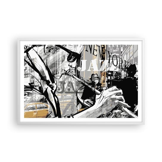 Obraz - Plakat - W rytmie Nowego Jorku - 91x61cm - Nowy Jork Muzyka Jazz - Foto Plakaty na ścianę w ramie białej - Plakat do Salonu Sypialni ARTTOR ARTTOR
