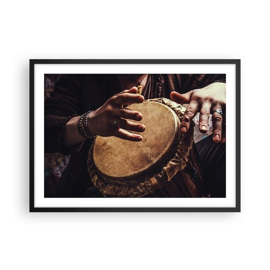 Obraz - Plakat - W rytmie serca - 70x50cm - Gra Na Bębnie Afryka Muzyka - Nowoczesny modny obraz Plakat czarna rama ARTTOR ARTTOR