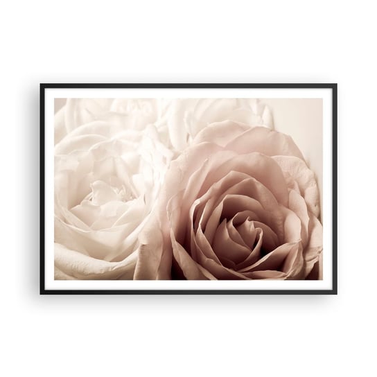 Obraz - Plakat - W sercu róży - 100x70cm - Róże Kwiaty Romantyczny - Foto Plakaty w ramie koloru czarnego do Salonu Sypialni ARTTOR ARTTOR