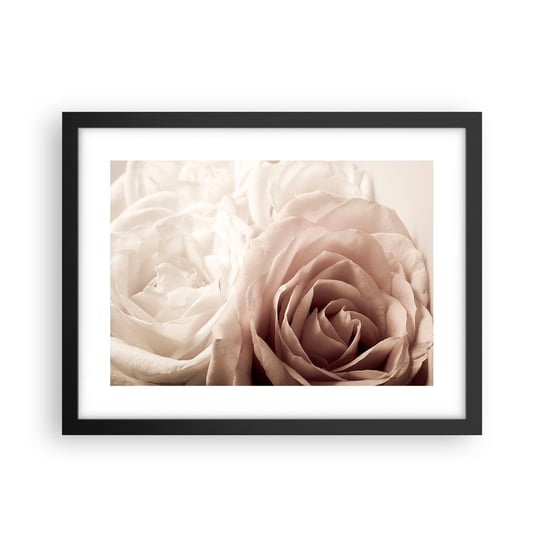 Obraz - Plakat - W sercu róży - 40x30cm - Róże Kwiaty Romantyczny - Foto Plakaty na ścianę w czarnej ramie - Plakat do Salonu Sypialni ARTTOR ARTTOR
