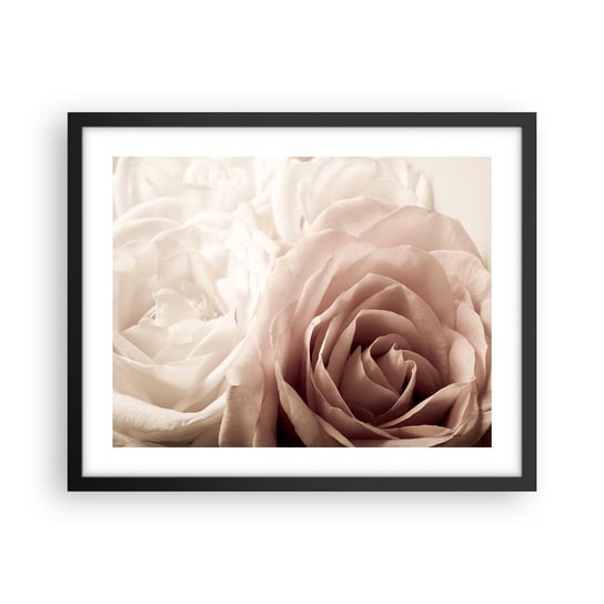 Obraz - Plakat - W sercu róży - 50x40cm - Róże Kwiaty Romantyczny - Foto Plakaty w ramie koloru czarnego do Salonu Sypialni ARTTOR ARTTOR