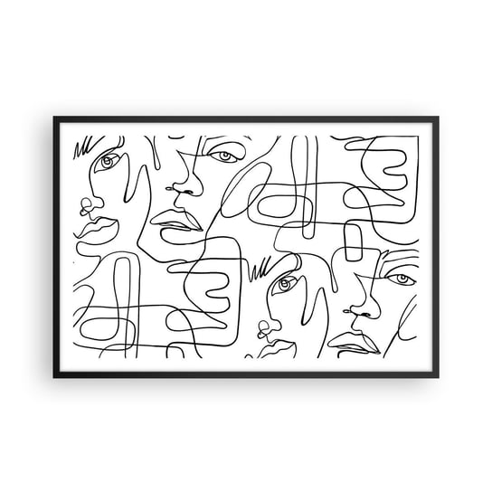 Obraz - Plakat - W splątanych emocjach - 91x61cm - Twarze Kreska Oczy - Foto Plakaty na ścianę w czarnej ramie - Plakat do Salonu Sypialni ARTTOR ARTTOR