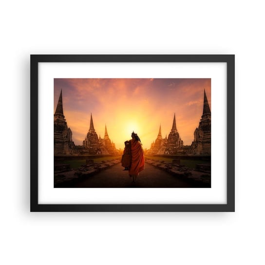 Obraz - Plakat - W spokoju przez wieczność - 40x30cm - Tajlandia Buddyzm Świątynia - Foto Plakaty na ścianę w czarnej ramie - Plakat do Salonu Sypialni ARTTOR ARTTOR