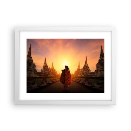 Obraz - Plakat - W spokoju przez wieczność - 40x30cm - Tajlandia Buddyzm Świątynia - Foto Plakaty na ścianę w ramie białej - Plakat do Salonu Sypialni ARTTOR ARTTOR