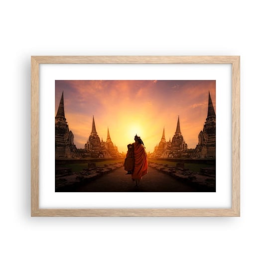 Obraz - Plakat - W spokoju przez wieczność - 40x30cm - Tajlandia Buddyzm Świątynia - Foto Plakaty na ścianę w ramie jasny dąb - Plakat do Salonu Sypialni ARTTOR ARTTOR