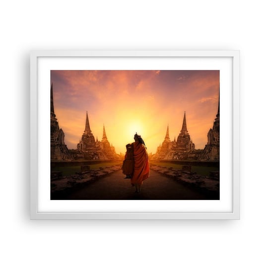 Obraz - Plakat - W spokoju przez wieczność - 50x40cm - Tajlandia Buddyzm Świątynia - Foto Plakaty w ramie koloru białego do Salonu Sypialni ARTTOR ARTTOR