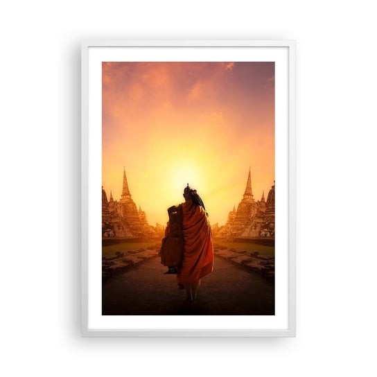 Obraz - Plakat - W spokoju przez wieczność - 50x70cm - Tajlandia Buddyzm Świątynia - Nowoczesny modny obraz Plakat rama biała ARTTOR ARTTOR