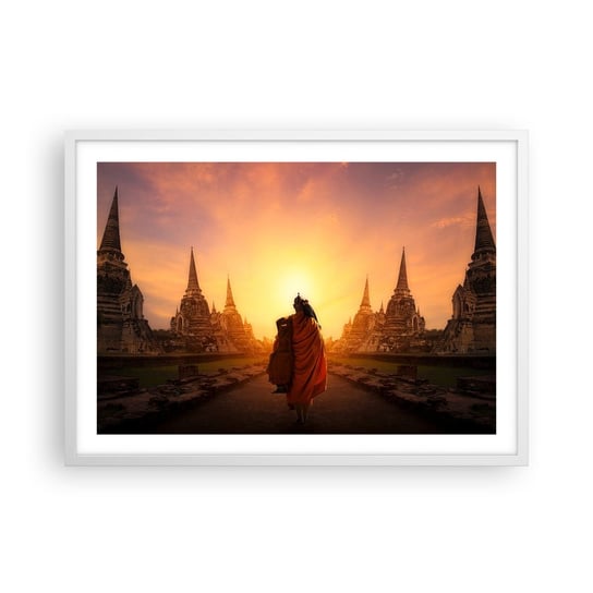 Obraz - Plakat - W spokoju przez wieczność - 70x50cm - Tajlandia Buddyzm Świątynia - Nowoczesny modny obraz Plakat rama biała ARTTOR ARTTOR