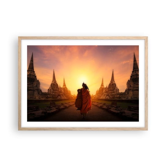 Obraz - Plakat - W spokoju przez wieczność - 70x50cm - Tajlandia Buddyzm Świątynia - Nowoczesny modny obraz Plakat rama jasny dąb ARTTOR ARTTOR