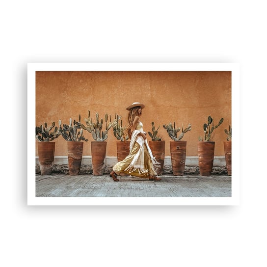 Obraz - Plakat - W stylu hippie - 91x61cm - Boho Kobieta Kaktusy - Foto Plakaty na ścianę bez ramy - Plakat do Salonu Sypialni ARTTOR ARTTOR