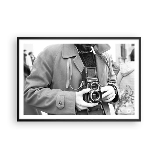 Obraz - Plakat - W stylu retro - 91x61cm - Aparat Fotograficzny Vintage Kamera - Foto Plakaty na ścianę w czarnej ramie - Plakat do Salonu Sypialni ARTTOR ARTTOR