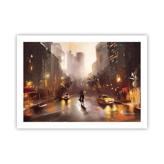 Obraz - Plakat - W światłach Nowego Jorku - 70x50cm - Nowy Jork Manhattan Architektura - Nowoczesny modny obraz Plakat bez ramy do Salonu Sypialni ARTTOR ARTTOR
