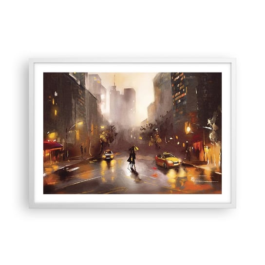 Obraz - Plakat - W światłach Nowego Jorku - 70x50cm - Nowy Jork Manhattan Architektura - Nowoczesny modny obraz Plakat rama biała ARTTOR ARTTOR