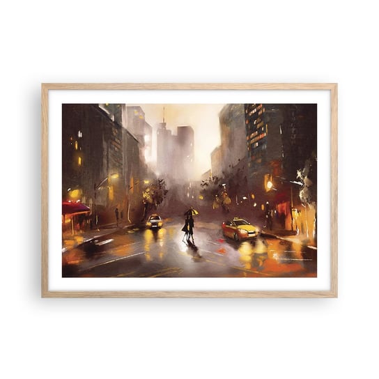 Obraz - Plakat - W światłach Nowego Jorku - 70x50cm - Nowy Jork Manhattan Architektura - Nowoczesny modny obraz Plakat rama jasny dąb ARTTOR ARTTOR
