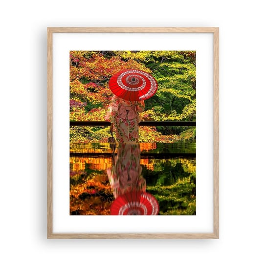 Obraz - Plakat - W świątyni natury - 40x50cm - Ogród Japoński Natura Gejsza - Foto Plakaty w ramie koloru jasny dąb do Salonu Sypialni ARTTOR ARTTOR