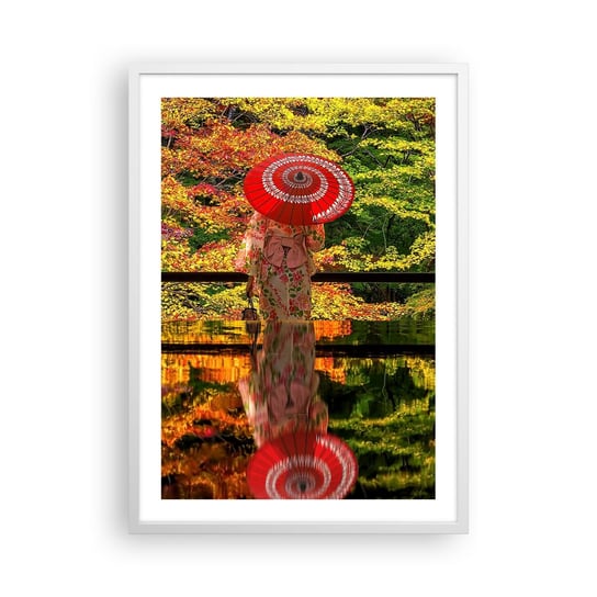 Obraz - Plakat - W świątyni natury - 50x70cm - Ogród Japoński Natura Gejsza - Nowoczesny modny obraz Plakat rama biała ARTTOR ARTTOR