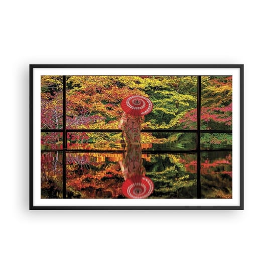 Obraz - Plakat - W świątyni natury - 91x61cm - Ogród Japoński Natura Gejsza - Foto Plakaty na ścianę w czarnej ramie - Plakat do Salonu Sypialni ARTTOR ARTTOR