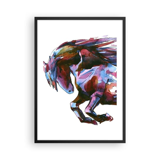 Obraz - Plakat - W uniesieniu - 50x70cm - Zwierzęta Abstrakcja Koń - Nowoczesny modny obraz Plakat czarna rama ARTTOR ARTTOR