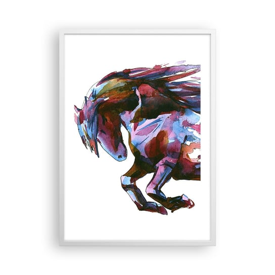 Obraz - Plakat - W uniesieniu - 50x70cm - Zwierzęta Abstrakcja Koń - Nowoczesny modny obraz Plakat rama biała ARTTOR ARTTOR