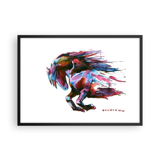 Obraz - Plakat - W uniesieniu - 70x50cm - Zwierzęta Abstrakcja Koń - Nowoczesny modny obraz Plakat czarna rama ARTTOR ARTTOR