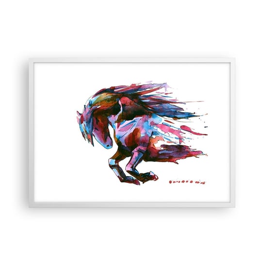 Obraz - Plakat - W uniesieniu - 70x50cm - Zwierzęta Abstrakcja Koń - Nowoczesny modny obraz Plakat rama biała ARTTOR ARTTOR