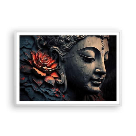 Obraz - Plakat - W zgodzie ze światem - 100x70cm - Budda Indie Medytacja - Foto Plakaty w ramie koloru białego do Salonu Sypialni ARTTOR ARTTOR