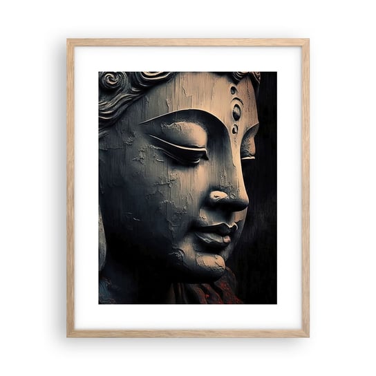 Obraz - Plakat - W zgodzie ze światem - 40x50cm - Budda Indie Medytacja - Foto Plakaty w ramie koloru jasny dąb do Salonu Sypialni ARTTOR ARTTOR