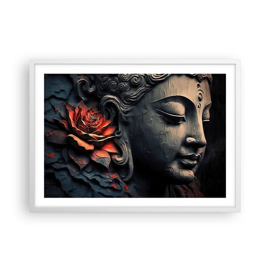 Obraz - Plakat - W zgodzie ze światem - 70x50cm - Budda Indie Medytacja - Nowoczesny modny obraz Plakat rama biała ARTTOR ARTTOR