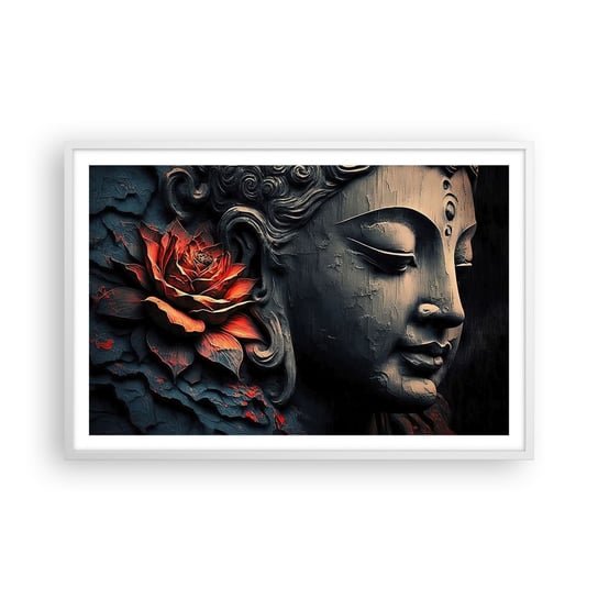 Obraz - Plakat - W zgodzie ze światem - 91x61cm - Budda Indie Medytacja - Foto Plakaty na ścianę w ramie białej - Plakat do Salonu Sypialni ARTTOR ARTTOR