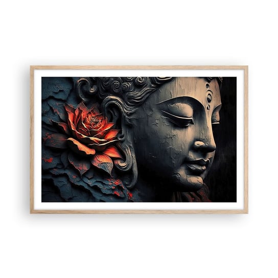 Obraz - Plakat - W zgodzie ze światem - 91x61cm - Budda Indie Medytacja - Foto Plakaty na ścianę w ramie jasny dąb - Plakat do Salonu Sypialni ARTTOR ARTTOR