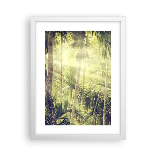 Obraz - Plakat - W zielonym żarze - 30x40cm - Krajobraz Dżungla Las Tropikalny - Foto Plakaty na ścianę w ramie białej - Plakat do Salonu Sypialni ARTTOR ARTTOR