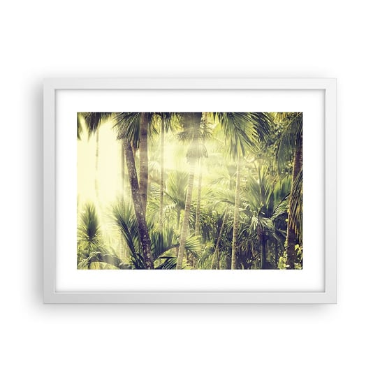 Obraz - Plakat - W zielonym żarze - 40x30cm - Krajobraz Dżungla Las Tropikalny - Foto Plakaty na ścianę w ramie białej - Plakat do Salonu Sypialni ARTTOR ARTTOR