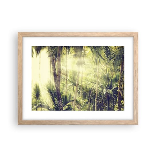 Obraz - Plakat - W zielonym żarze - 40x30cm - Krajobraz Dżungla Las Tropikalny - Foto Plakaty na ścianę w ramie jasny dąb - Plakat do Salonu Sypialni ARTTOR ARTTOR