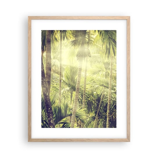 Obraz - Plakat - W zielonym żarze - 40x50cm - Krajobraz Dżungla Las Tropikalny - Foto Plakaty w ramie koloru jasny dąb do Salonu Sypialni ARTTOR ARTTOR
