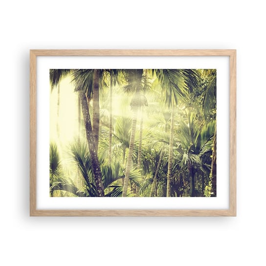 Obraz - Plakat - W zielonym żarze - 50x40cm - Krajobraz Dżungla Las Tropikalny - Foto Plakaty w ramie koloru jasny dąb do Salonu Sypialni ARTTOR ARTTOR