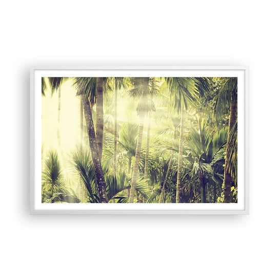 Obraz - Plakat - W zielonym żarze - 91x61cm - Krajobraz Dżungla Las Tropikalny - Foto Plakaty na ścianę w ramie białej - Plakat do Salonu Sypialni ARTTOR ARTTOR